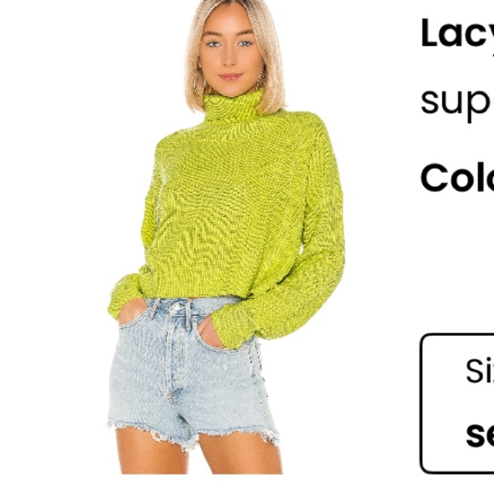 Superdown Lacy Turtleneck Sweater in Green